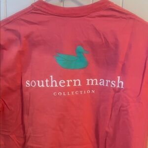 Southern Marsh Coral Tee with Teal Logo